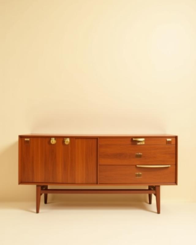 Enfilade scandinave en teck avec détails en laiton