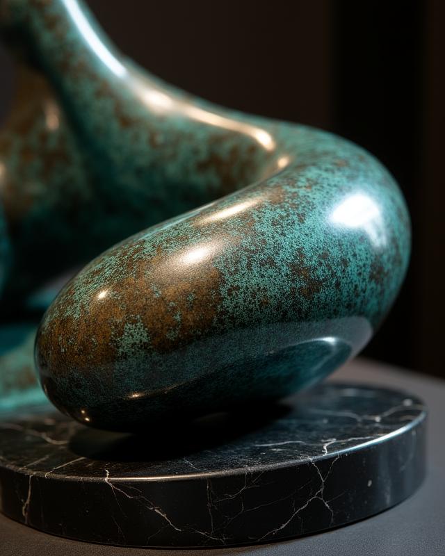 Sculpture en bronze patiné sur socle en marbre